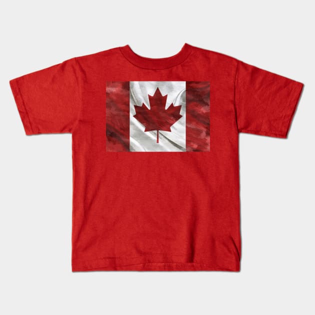 Painted Canadian Flag Kids T-Shirt by Phantomgamer19